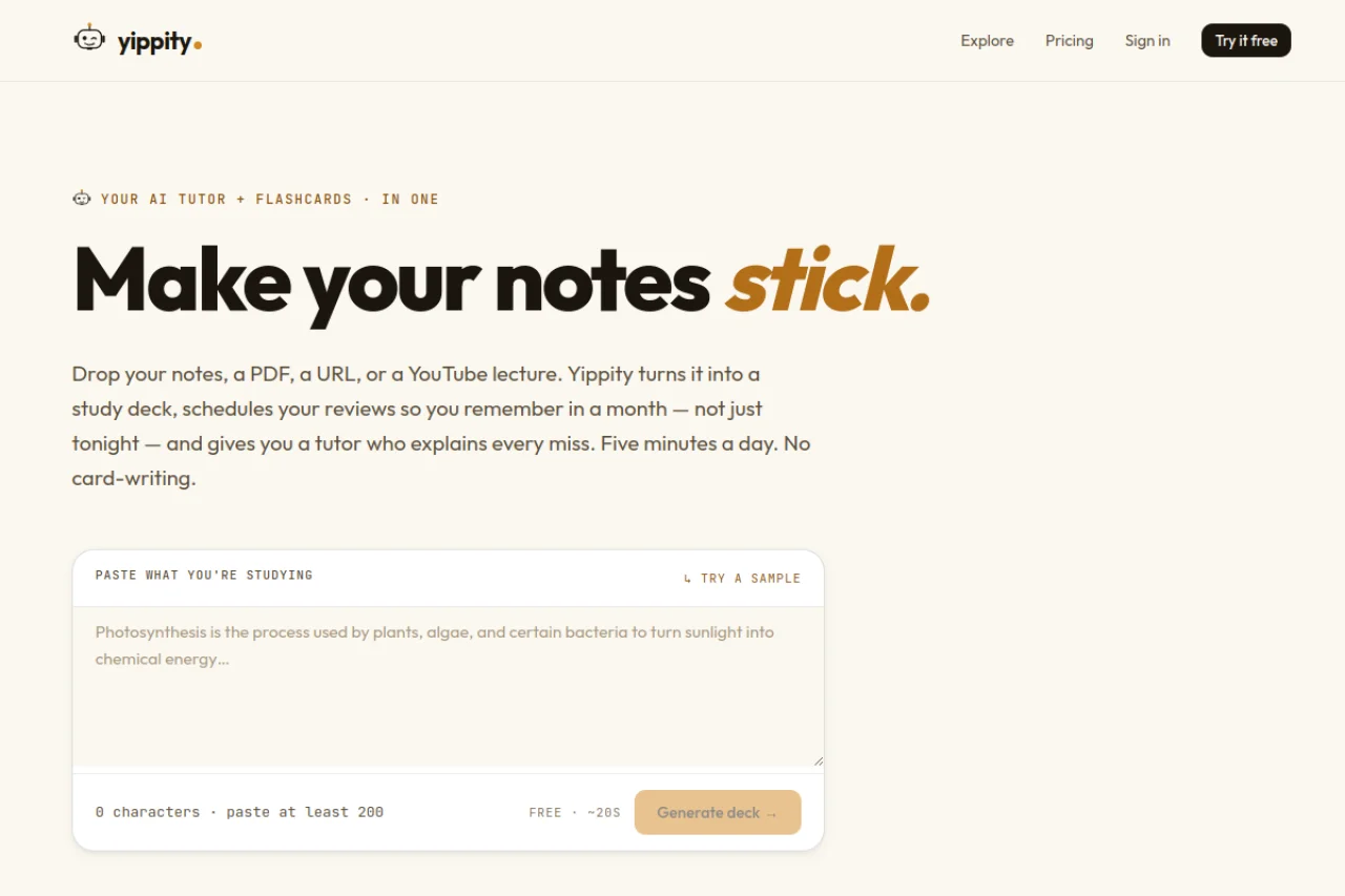 Yippity — AI Flashcards from Notes, PDFs & YouTube