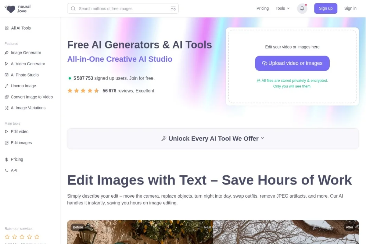 Neural Love AI Image Generator and Tools